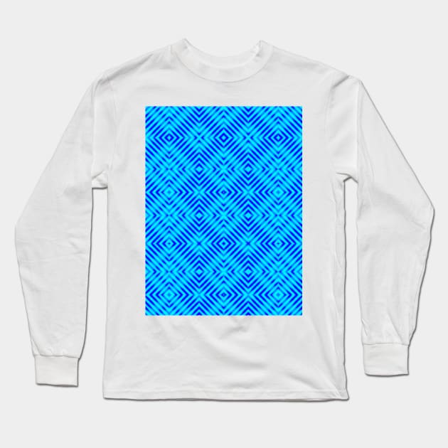 Bright Blue Lines and Diamonds Long Sleeve T-Shirt by Amanda1775
